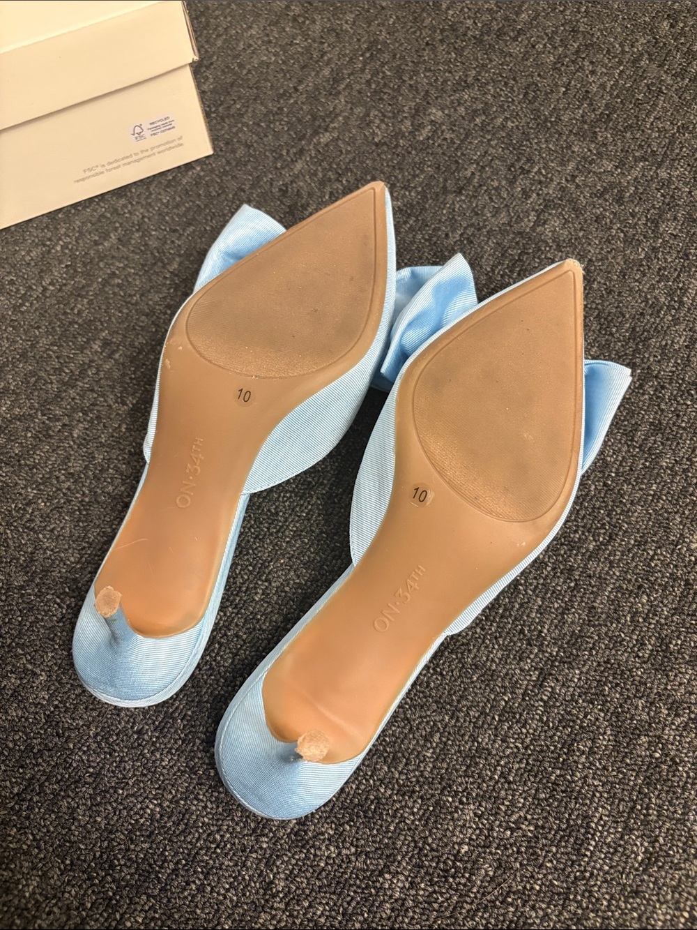 On 34th Light Blue Pointed-Toe Bow Mules - Picture 3 of 4